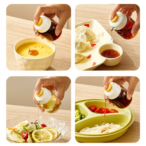 Cuisine Salade Sushi <span class=keywords><strong>Verre</strong></span> Silicone 100ml Sauce Soja Vinaigre Huile Olive Bouteille Petit Mini Distributeur Huile BBQ Bec Verseu - Product Image 5