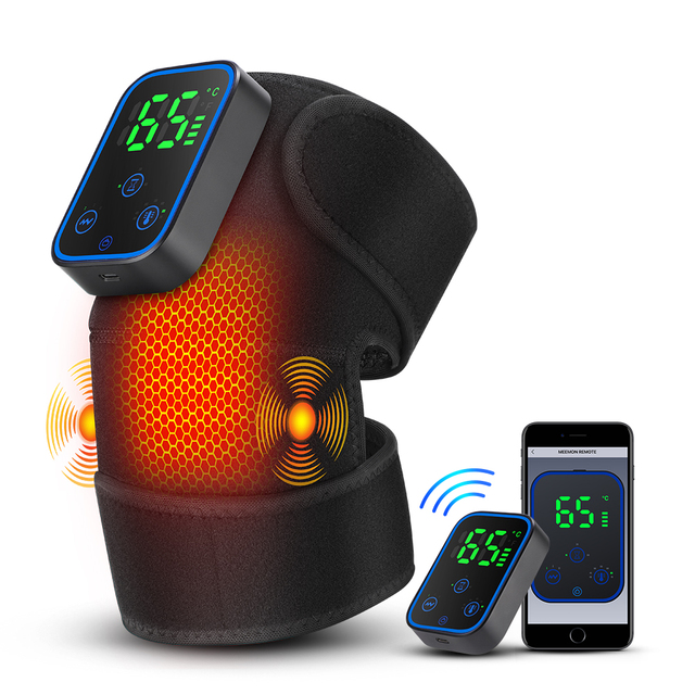 Newly Upgraded 3-in-1 Graphene Heating Knee Massager Wireless App Control with 3 Levels Vibration & Heated Knee Pad