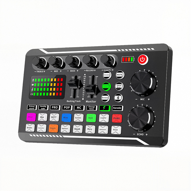 CHORDIO EC900 Double Channel 16-bit 44.1kHz Wired Audio Mixer for Gaming-RGB Sound Card for XLR Adjustable Voice Multiple Sounds