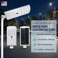 Lámpara Solar LED para Carreteras de 15W, 30W, 50W, 80W, 5000K-6000K, IP65, Integrada, Todo en Uno, para Exteriores