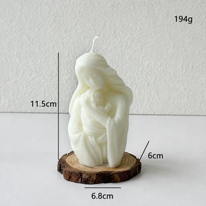 Figura Artística de la Virgen María Hecha a Mano con Cera de Soja, Vela de Oración Religiosa Devocional, Moderna, Natural, para Altar de Iglesia, Bautizo - Product Image 2