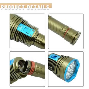 Linterna de Buceo con Luz Blanca Ultra Brillante, 9 Luces LED, Carcasa Metálica, Lámpara para Pesca Submarina, Camping y Senderismo - Product Image 4