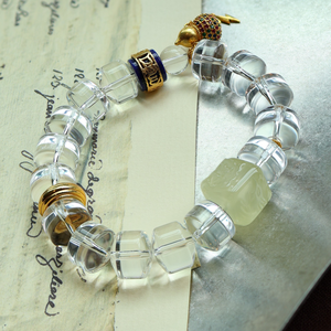 Pulsera de Cuarzo Transparente Natural al por Mayor, Joyería Elástica con Cuentas de Cristal Grandes para Mujer, Fabricación Personalizada OEM - Product Image 4