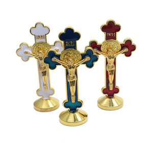 Decoración de Capilla, Crucifijo Católico Religioso, Cruz Católica con Colores en Forma de Gota de Aceite, Icono Religioso de Jesús, Estatuas Metálicas - Product Image 3