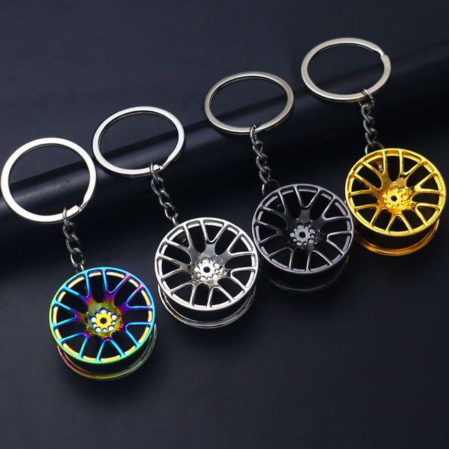 High Quality Hot Selling Custom Laser logo Metal Working Shock Absorber Turbo Brake Gear Wheel Car Parts Keychain