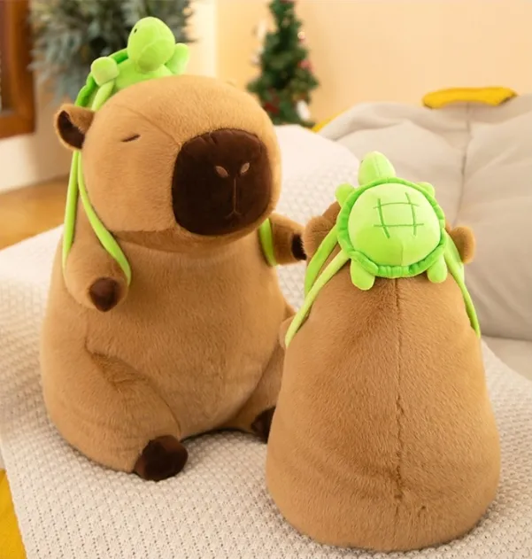 AL Capybara felpa con tortuga mochila simulación Capibara Anime Fluffty Doll lindo Capybara niños juguete de peluche