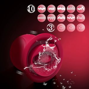 Vibratore per Coppie a Forma di Rosa con 10 Frequenze di Vibrazione e Suzione, Vibratori per Punto G, Giocattoli per Adulti per <span class=keywords><strong>Donne</strong></span> - Product Image 2