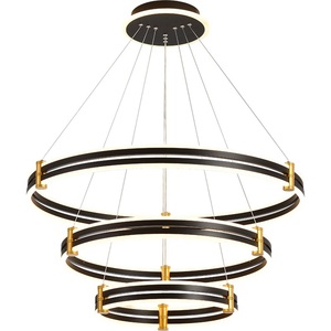 Lustre suspendu circulaire au design moderne, finition noire, acrylique, anneaux ronds multiples, suspension - Product Image 5