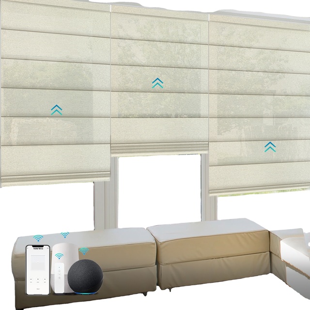Zigbee Alexa Tuya Wifi Google Matter Electric Automatic Smart Home Blackout Motorized Roller Shades Roman Blinds for Window