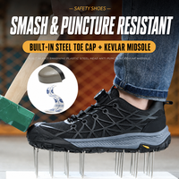 Chaussures de sécurité à lacets rapides avec embout en acier, tige en KPU, semelle extérieure en caoutchouc antidérapante et anti-perforation, chaussures de travail unisexes pour la construction