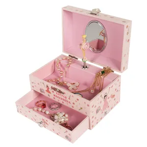 Siempre brillante personalizado niñas Rosa hecho a mano joyería Musical baile unicornio bailarina joyería caja de música