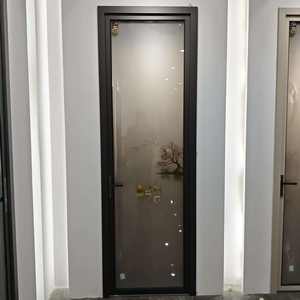 Porte en verre manuelle ultra-mince <span class=keywords><strong>RG45</strong></span>, minimaliste, moderne, en alliage d'aluminium, sans rupture thermique, étanche, finition pour salle de bain, cuisine, bureau - Product Image 1