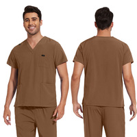 Seragam Klinik Hewan Peliharaan Unisex, Seragam Perawat untuk Rumah Sakit, Model V-neck Lengan Pendek, Overall, Set Jogger Perawat