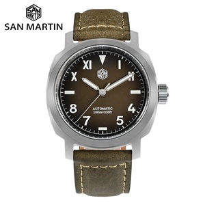 Reloj San Martin para hombre, 40mm, YN55, esfera marrón degradada, Vintage, Simple, automático, mecánico, 10 Bar, BGW-9, correa de cuero de liberación rápida - Product Image 1