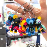 Porte-clés créatif petit ours, pendentif en PVC mignon pour femme, pour voiture, téléphone portable, sac, pour couples, design cartoon