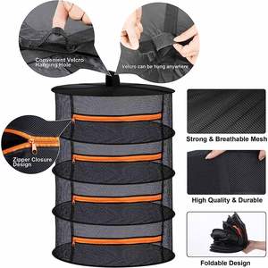 Double-Tier Collapsible Hanging Mesh <b>Drying</b> <b>Rack</b> Black Round Hook Type Outdoor Storage Multifunctional - Product Image 3