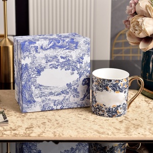 Luxury Porcelain Blue Drinking ware <b>Set</b> cup and saucer Plates for Weddings Gifts - Product Image 1