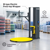 Machine d'emballage automatique à plateau tournant certifiée CE pour produits chimiques et marchandises, avec système d'enroulement par pression supérieure