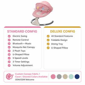 Silla Mecedora <span class=keywords><strong>para</strong></span> Bebés GEEN, Cama de Descanso Relajante, Cuna Eléctrica, Hamaca, Silla de Paseo <span class=keywords><strong>para</strong></span> Recién Nacidos, Unisex, Metálica - Product Image 3