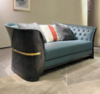 Ensemble de canapés en cuir véritable de luxe léger, ensemble de canapés de luxe pour salon, mobilier de maison et d'hôtel, modèle en tissu décoratif