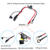 Rallonge de batterie de voiture 12V connecteur de prise d'alimentation SAE au câble solaire de cosse d'anneau de borne de batterie avec fusible