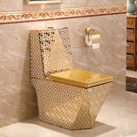 Cuvette de toilette au sol de luxe articles sanitaires ensembles de toilette monobloc salle de bain d'hôtel utilisation toilettes en céramique rondes dorées