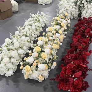 Fleurs en soie <span class=keywords><strong>de</strong></span> haute qualité coureurs fausse rangée florale artificielle <span class=keywords><strong>fond</strong></span> <span class=keywords><strong>de</strong></span> mariage Table <span class=keywords><strong>Salon</strong></span> <span class=keywords><strong>de</strong></span> mariage décorations d'événements - Product Image 6