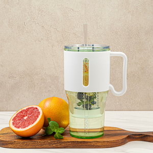 Gobelet en plastique durable personnalisé de 35oz avec couvercle et paille vert sauge petit sans BPA lavable à la vaisselle durable - Product Image 3