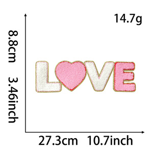 Bestseller zum Valentinstag: Chenille-Aufbügelpatches mit Goldglitter-Pailletten, Bestickte 'Be Mine' XOXO Love Valentine Logo Deko-Patches - Product Image 6