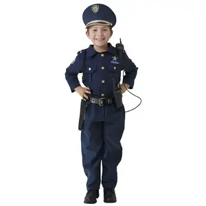 Conjunto de fantasia de polícia para crianças, fantasia de agente da polícia, uniforme de polícia, conjunto com acessórios, roupas de festa e cosplay de Halloween