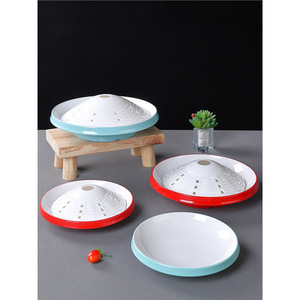Plato de hielo seco, plato para hot pot de carne Qiu Cuihua, plato para guarnición artística ahumada, plato de tripas, vajilla creativa de melamina, comercial - Product Image 3