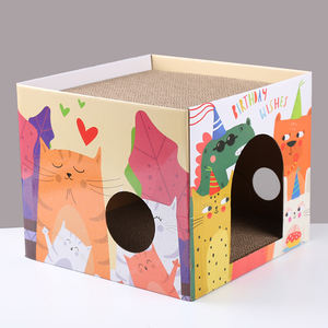 2 in 1 <span class=keywords><strong>Cat</strong></span> Play House Wellpappe Scratcher Box für zwei Katzen schlafen - Product Image 3