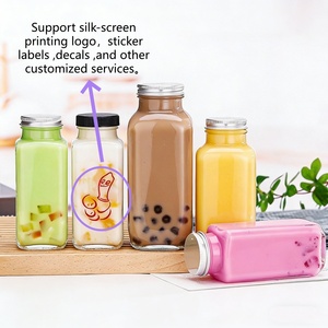 Bouteille en verre carrée française transparente de 180 ml, 250 ml, 350 ml, 500 ml, personnalisable, avec bouchon à vis hermétique pour jus pressé à froid - Product Image 4