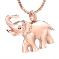 Urne commémorative pour animaux de compagnie en acier inoxydable plaqué argent, en forme d'éléphant, pour enfants, cendres d'animaux, pendentif, bijoux