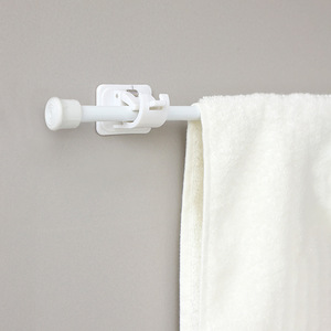 Adjustable Telescopic Curtain Rod With Adhesive Bracket For Bathroom Shower Curtain Support Bar White 2966 - Product Image 1