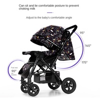 Poussette en métal à vue dégagée avec roues silencieuses à quatre roues et accoudoirs réversibles légers pour bébé