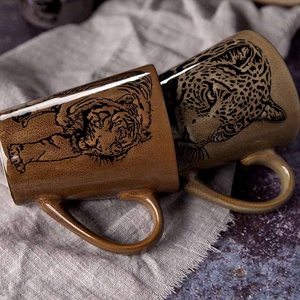 Tasse à thé en céramique rétro, restaurant pour animaux africains, glaçage de gestion, haut de gamme - Product Image 1