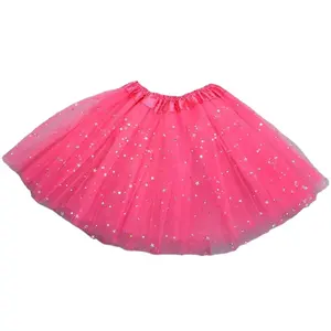 Hot sale Sequined Pentagram Baby Kids Children Girls Party Dance Skirt 3Layers Tulle Tutu Pettiskirt bright Children's tutu