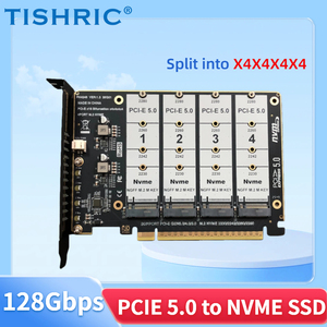 TISHRIC Erweiterungskarte PCIE 5.0 X16 NVME M.2 MKEY SSD RAID 4Bay SSD-Array-Adapterkarte 128Gbps Motherboard für 2230/42/60/80 SSD - Product Image 2
