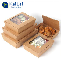 Afhaallocatie voedselcontainers groothandel kraftpapier salade fruit takeaway doos lunchverpakking met venster