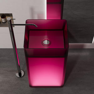 <span class=keywords><strong>Lavabo</strong></span> independiente <span class=keywords><strong>con</strong></span> base transparente de piedra de resina de múltiples opciones de color único de gama alta rosa <span class=keywords><strong>con</strong></span> base - Product Image 3