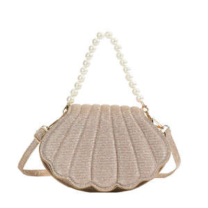 Sac à main personnalisé en cuir PU brodé de perles, forme coquillage pour fille, avec fermeture à rabat, sac à bandoulière - Product Image 4