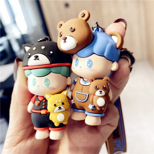 Dibujos animados triste pequeño llorón con oso llavero lindo llanto bebé llevar Animal figura llavero mochila colgante - Product Image 4