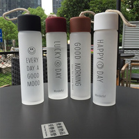 Bouteille d'eau en verre givré et transparent avec motif coloré, logo personnalisé, vente en gros, avec couvercle en plastique, 360/450 ml, style classique, unisexe