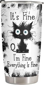 34HD Divertente Tazza Termica Nera a Forma di Gatto da 20oz in Acciaio Inossidabile a Doppia Parete con Coperchio, Ideale per Compleanni e <span class=keywords><strong>Festa</strong></span> <span class=keywords><strong>della</strong></span> <span class=keywords><strong>Mamma</strong></span> - Product Image 2