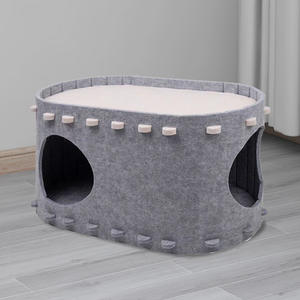 2 Verdiepingen Tellend Vilten Kattengrotbed Voor Meerdere Grote Katten Klauwbaar Krasbestendig Kiekeboe Kattenhuis En Appartementen - Product Image 5