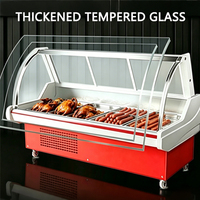Vitrine Réfrigérée de Supermarché pour Viande avec Comptoir de Service en Verre, Économe en Énergie, Éclairage LED Réglable et Refroidisseur d'Air