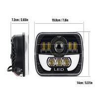 Phare de voiture carré 5x7 pour Cherokee, lumière LED 7 pouces 12V 60W, modification tout-terrain