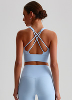 Vêtements de Pilates en gros pour femmes, haut de sport respirant brossé à dos croisé, soutien-gorge de sport rembourré avec coussinets amovibles