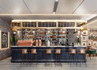 Idée de design d'intérieur de café 3D, comptoir de bar moderne pour café, mobilier de restaurant de restauration rapide moderne et simple en solde